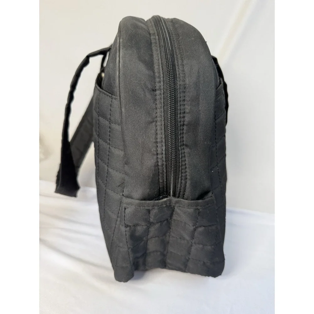 Gaiam Yoga Gym Bag Black Quilted With Water Bottle Pocket & Mat Holder 15x12x7in